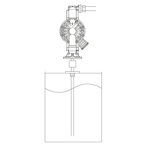 Ilustração da configuração de instalação bomba pneumática de duplo diafragma com kit para montagem em tambor